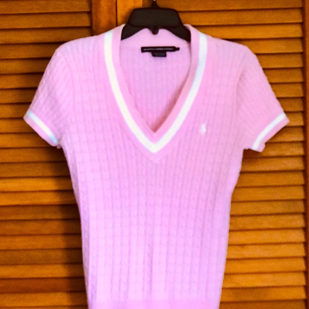 Ralph Lauren Sport Cable Knit V Neck Sweater Sz L